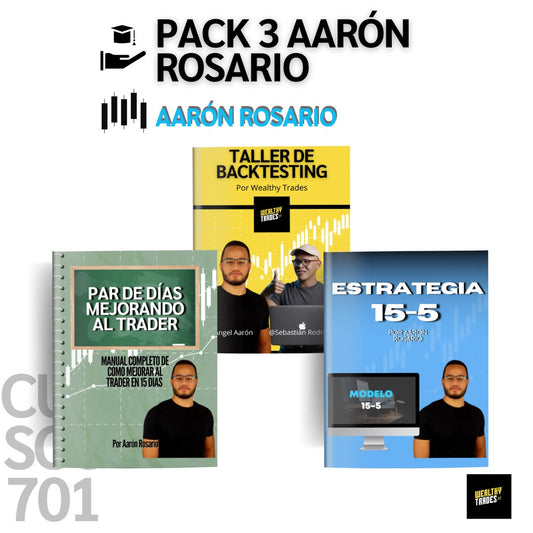 Pack 3 Cursos Aarón Rosario (Modelo 15- 5, Par de Días Mejorando al Trader, Taller de Backtesting + 2 clases regalo)