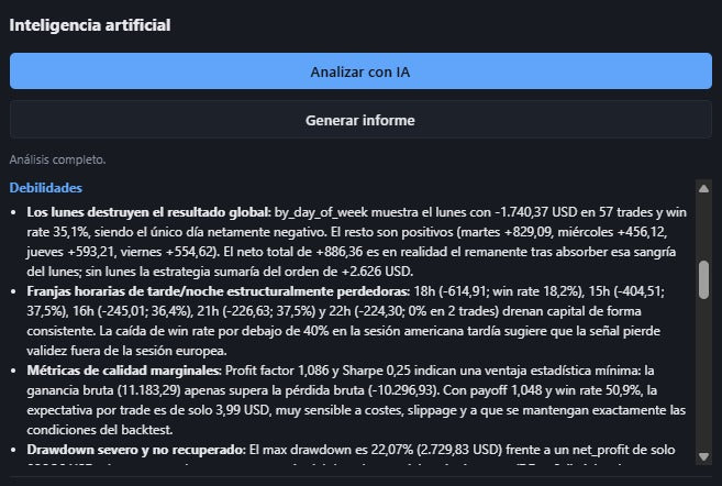 EdgeForge Backtester — Replay, Backtesting Python y Análisis IA de tus Trades | Prueba gratis 7 Días